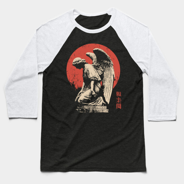 Weeping Angel in Japanese Woodblock Style Baseball T-Shirt by TuncGK