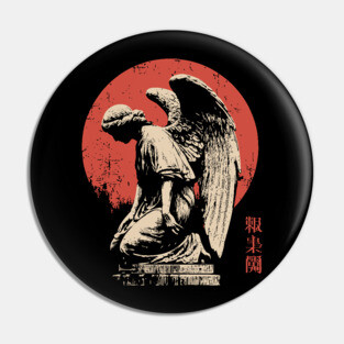 Weeping Angel in Japanese Woodblock Style Pin