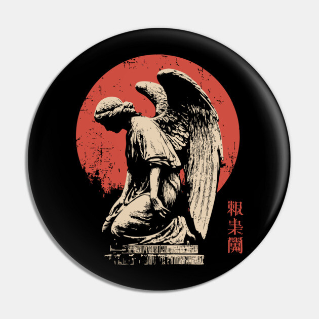 Weeping Angel in Japanese Woodblock Style Pin by TuncGK