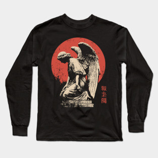 Weeping Angel in Japanese Woodblock Style Long Sleeve T-Shirt