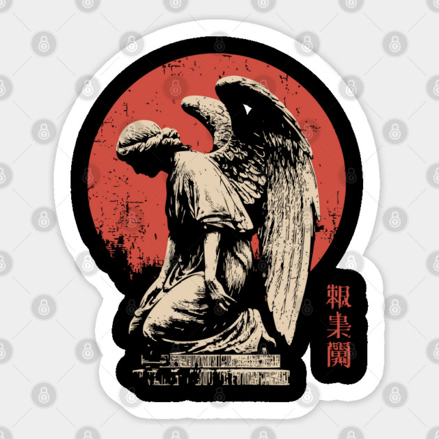 Weeping Angel in Japanese Woodblock Style Sticker by TuncGK