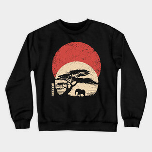 African Savannah in Japanese Woodblock Serenity Crewneck Sweatshirt