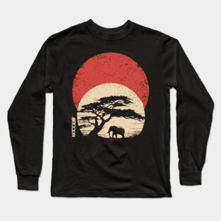 African Savannah in Japanese Woodblock Serenity Long Sleeve T-Shirt