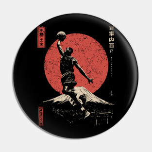 Slam Dunk over Mt. Fuji in Ukiyo-e Style Pin