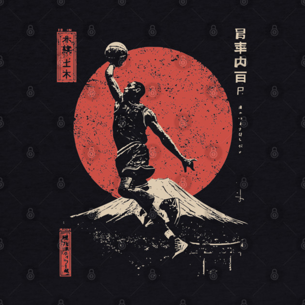 Slam Dunk over Mt. Fuji in Ukiyo-e Style by TuncGK