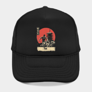 Soccer Player and Pagoda in Japanese Style Hat