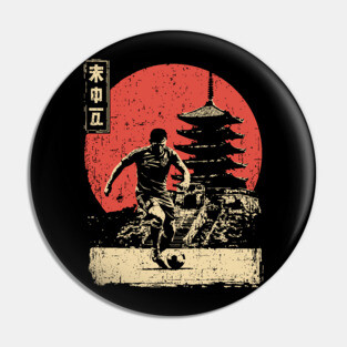 Soccer Player and Pagoda in Japanese Style Pin
