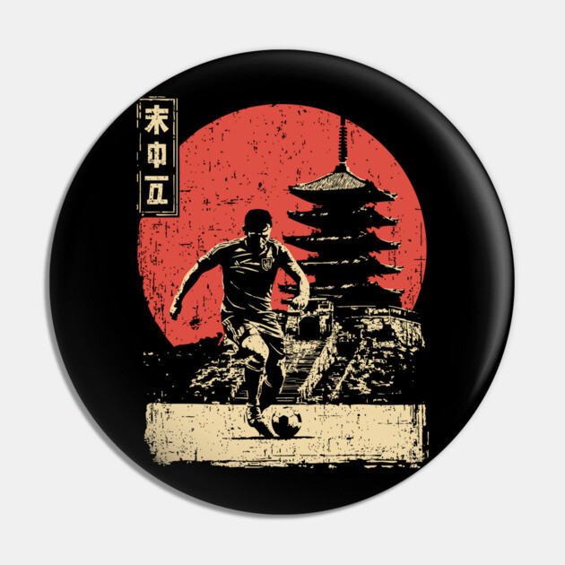 Soccer Player and Pagoda in Japanese Style Pin by TuncGK
