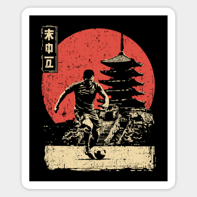 Soccer Player and Pagoda in Japanese Style Magnet by TuncGK