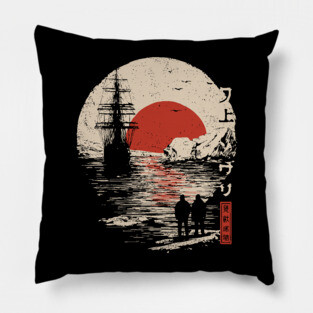 Antarctic Explorers in Ukiyo-e Style Pillow