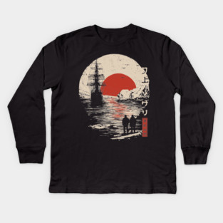 Antarctic Explorers in Ukiyo-e Style Kids Long Sleeve T-Shirt