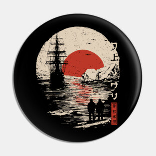 Antarctic Explorers in Ukiyo-e Style Pin