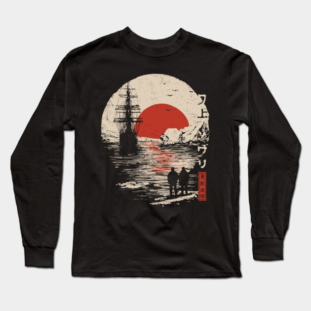 Antarctic Explorers in Ukiyo-e Style Long Sleeve T-Shirt by TuncGK