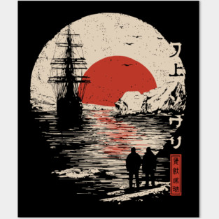 Antarctic Explorers in Ukiyo-e Style Posters and Art