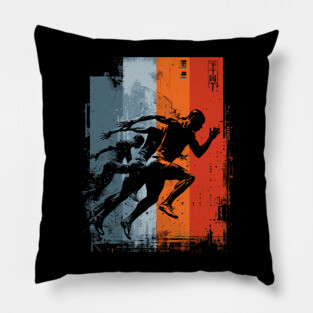 Retro Sprinters in Motion | Speed, Power, and Motivation Pillow