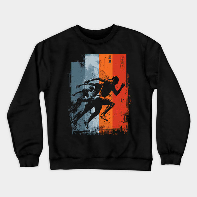 Retro Sprinters in Motion | Speed, Power, and Motivation Crewneck Sweatshirt by TuncGK