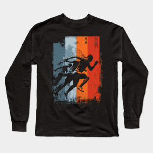 Retro Sprinters in Motion | Speed, Power, and Motivation Long Sleeve T-Shirt