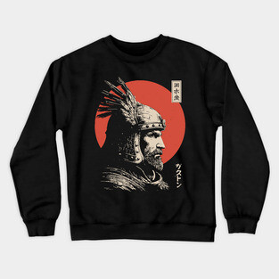 Steppe Warrior in Japanese Ukiyo-e Portrait Style Crewneck Sweatshirt