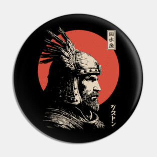 Steppe Warrior in Japanese Ukiyo-e Portrait Style Pin