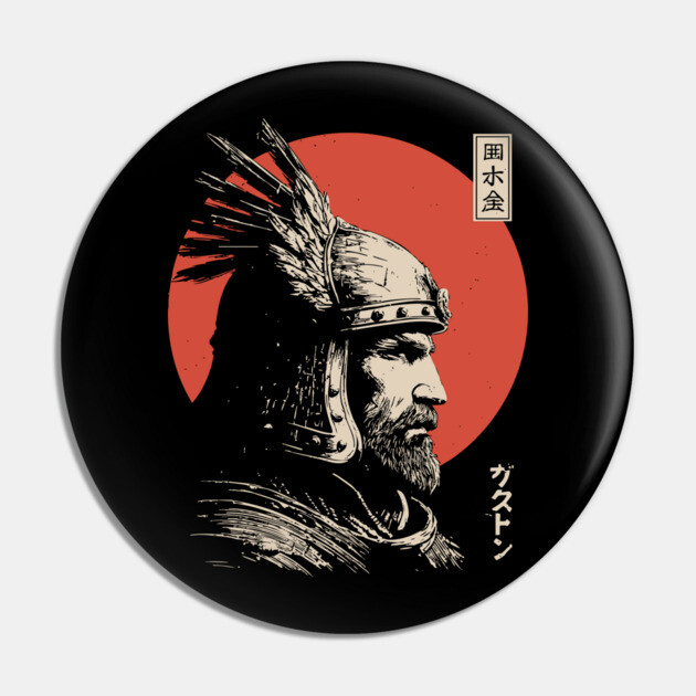 Steppe Warrior in Japanese Ukiyo-e Portrait Style Pin by TuncGK