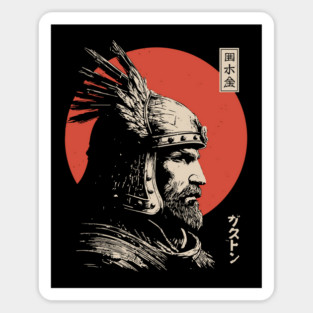 Steppe Warrior in Japanese Ukiyo-e Portrait Style Sticker