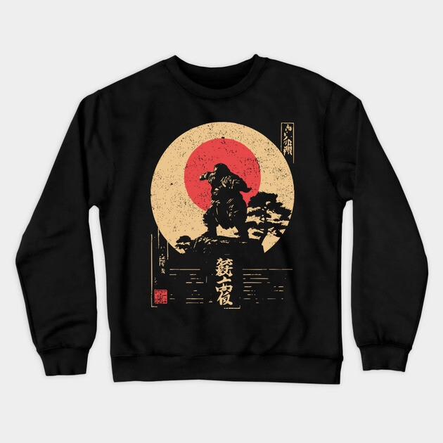 Sumo God on a Cliff in Ukiyo-e Style Crewneck Sweatshirt by TuncGK