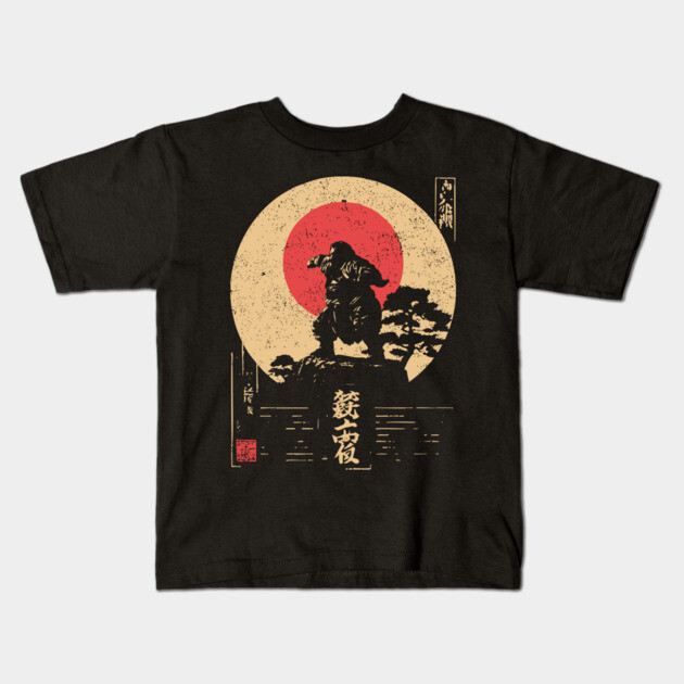Sumo God on a Cliff in Ukiyo-e Style Kids T-Shirt by TuncGK