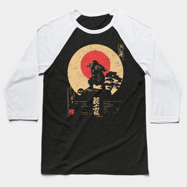 Sumo God on a Cliff in Ukiyo-e Style Baseball T-Shirt by TuncGK
