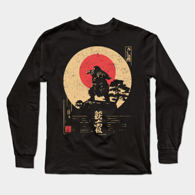 Sumo God on a Cliff in Ukiyo-e Style Long Sleeve T-Shirt by TuncGK