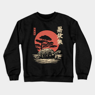 Ancient Tortoise and Pine Tree in Ukiyo-e Style Crewneck Sweatshirt
