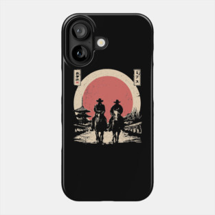 Cowboys in a Japanese Town Ukiyo-e Style Phone Case