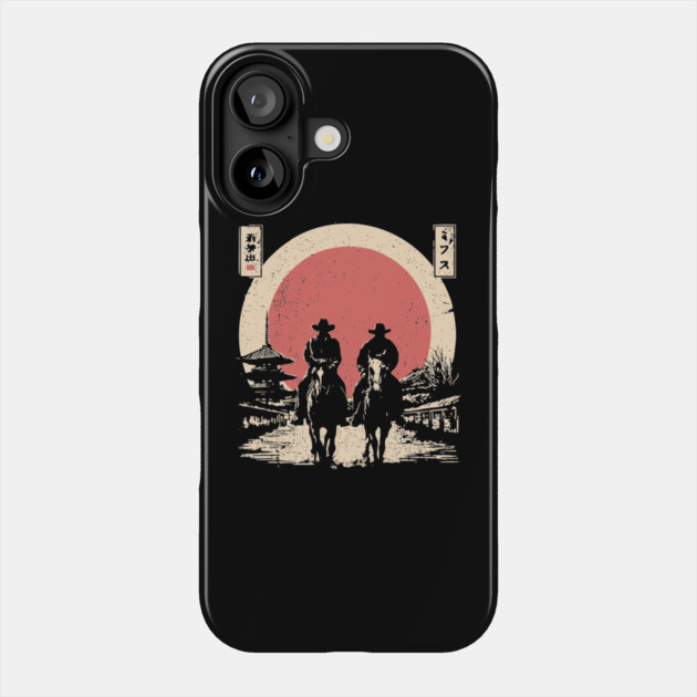Cowboys in a Japanese Town Ukiyo-e Style Phone Case by TuncGK