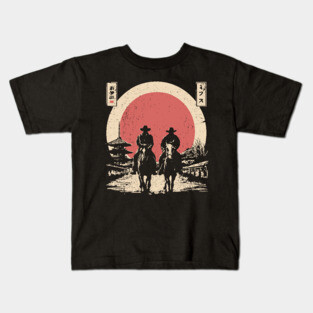 Cowboys in a Japanese Town Ukiyo-e Style Kids T-Shirt