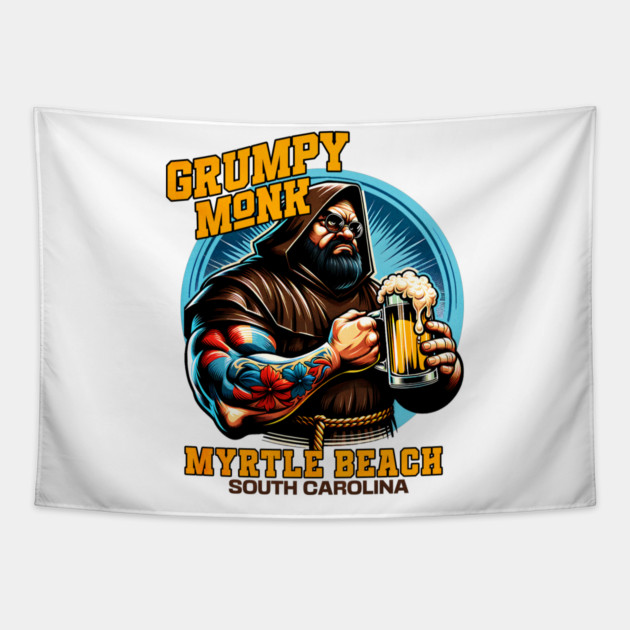 The Grumpy Monk South Carolina Myrtle Beach Surfside Beach Tapestry by Joaddo