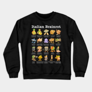 Types of Italian Brainrot Meme Character Crewneck Sweatshirt