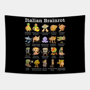 Types of Italian Brainrot Meme Character Tapestry