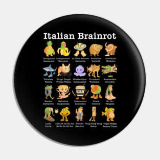 Types of Italian Brainrot Meme Character Pin