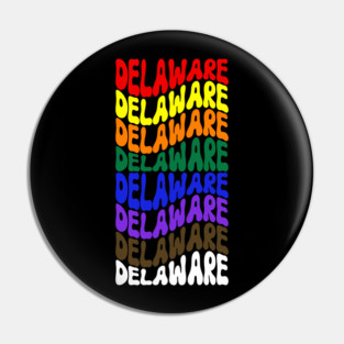 Delaware Rainbow Proud (white lettering) Pin