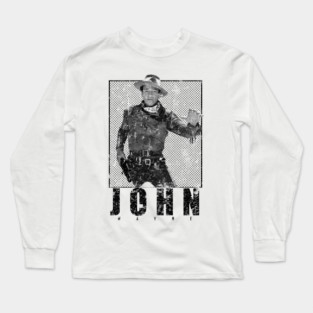 Distressed John Wayne Legend 80s Long Sleeve T-Shirt