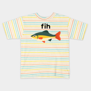 Fih Fish Meme – Funny Misspelled Animal Design Kids T-Shirt