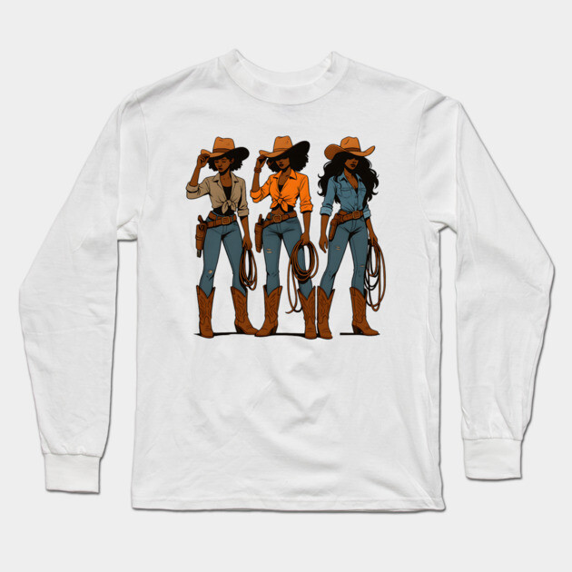 Balck Cowgirls, Black Girl Magic Long Sleeve T-Shirt by UrbanLifeApparel