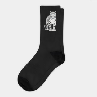 Bold Snow Leopard Vector Illustration – Minimalist Big Cat Art with Blue Eyes Socks