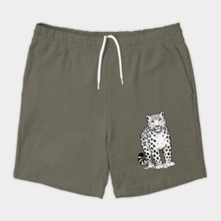 Bold Snow Leopard Vector Illustration – Minimalist Big Cat Art with Blue Eyes Shorts