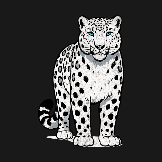 Bold Snow Leopard Vector Illustration – Minimalist Big Cat Art with Blue Eyes by DonWillisJrArt
