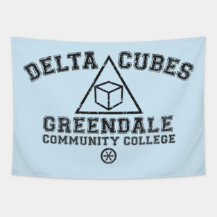 Greendale Delta Cubes Fraternity (dark print) Tapestry