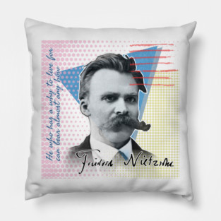 Nietzsche Quote T-Shirt – "He Who Has a Why" | Colorful Philosopher Series Pillow