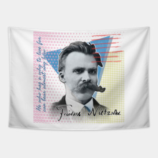 Nietzsche Quote T-Shirt – "He Who Has a Why" | Colorful Philosopher Series Tapestry