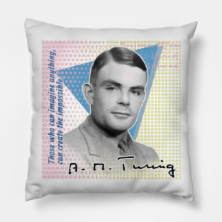 Alan Turing Quote T-Shirt – "Imagine Anything, Create the Impossible" | Colorful Philosopher Series Pillow