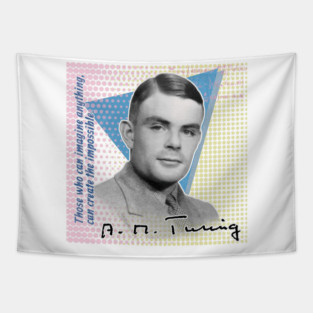 Alan Turing Quote T-Shirt – "Imagine Anything, Create the Impossible" | Colorful Philosopher Series Tapestry