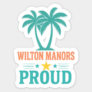 Wilton Manors Proud Neon Palm Trees Retro Florida Design Sticker